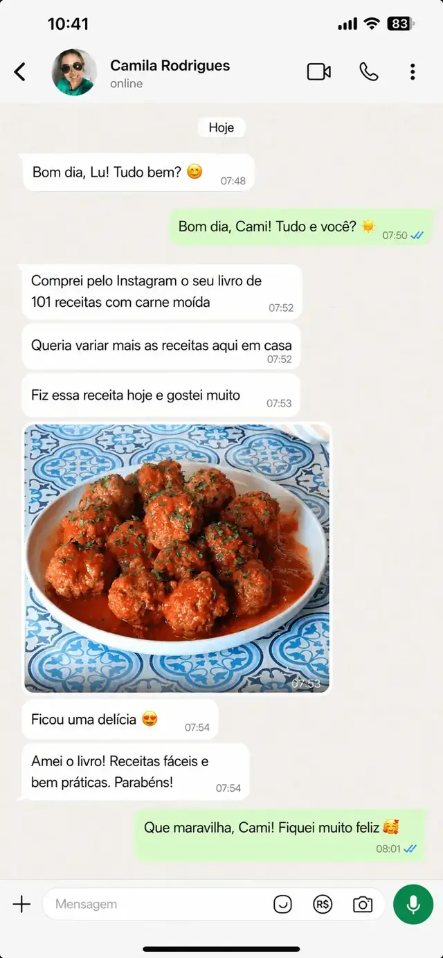 Mensagem de cliente