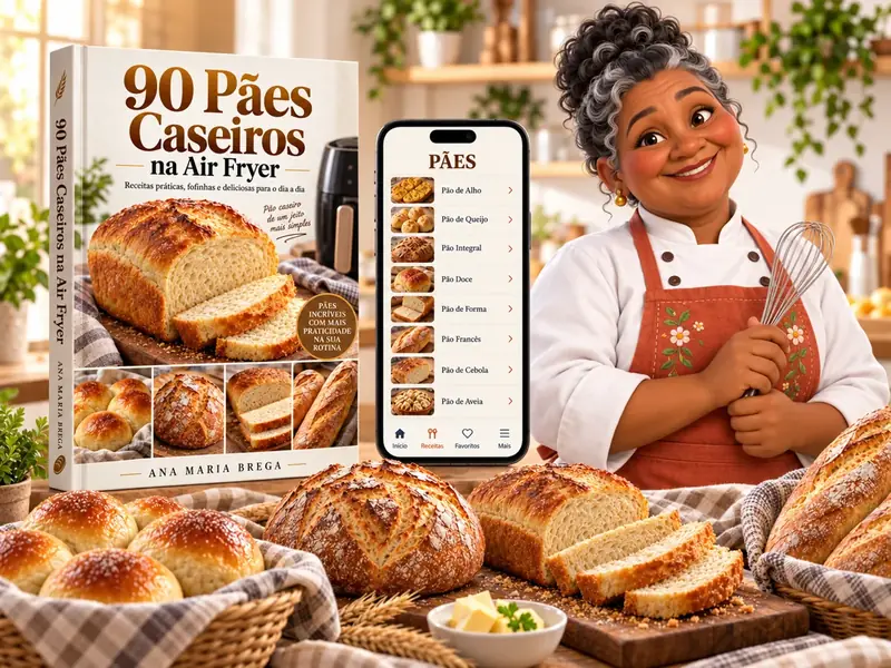+90 Pães Caseiros na Air Fryer
