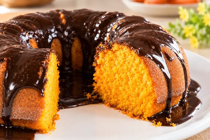 Bolo de cenoura com cobertura cremosa