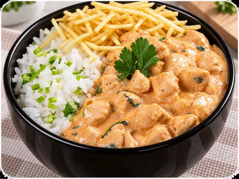 Frango com massas e arroz