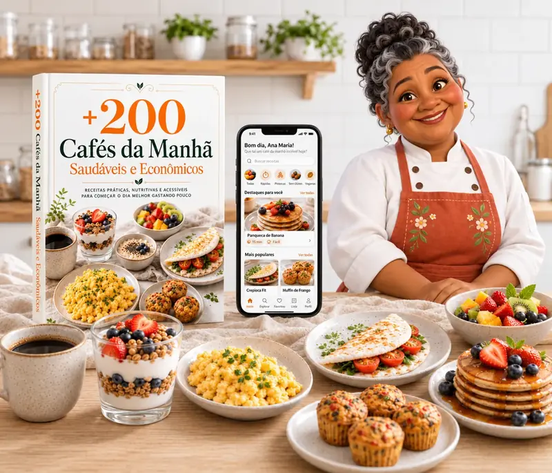 200 Cafés da Manhã Saudáveis e Econômicos